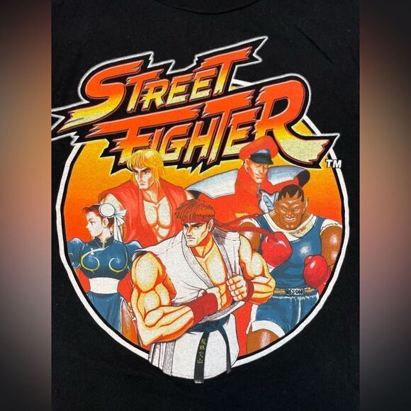Street Fighter Graphic T-shirt Men Large Black Short Sleeve - Picture 2 of 5